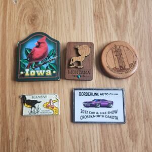 Lot 5 State Souvenir Magnets Iowa Kansas Montana ND & Peace Garden Travel Set